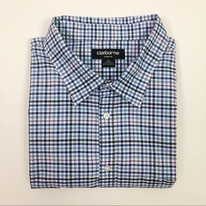 CLAIBORNE - PLAID - DRESS SHIRT- MENS SIZE 3XL